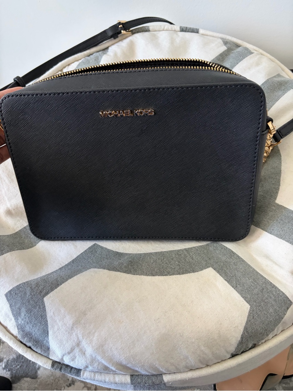 Michael Kors Black Saffiano Crossbody with Gold Hardware